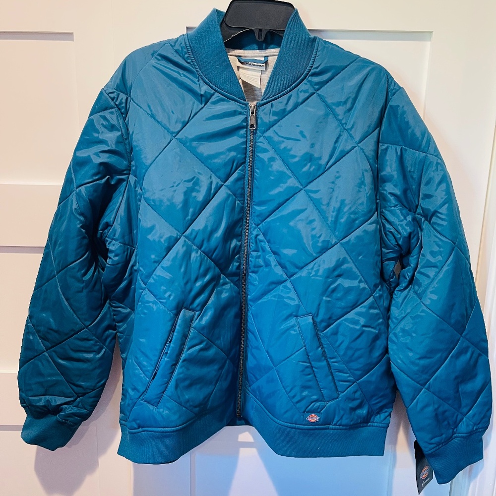 Dickies Women's Quilted Bomber Jacket, Deep Sky, 1X, New w/Tags